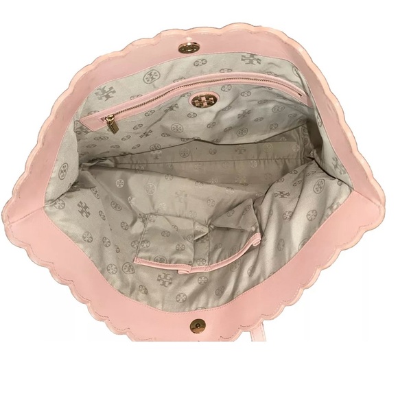 Large Tory Burch Kelsey East-West Scalloped Laser Cut Leather Tote π - Picture 9 of 10